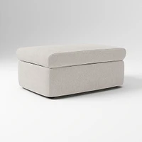 Enzo Storage Ottoman, Poly, Yarn Dyed Linen Weave, Alabaster, Concealed Support