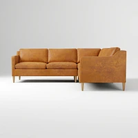 Hamilton 88" 3-Piece Sectional, Ludlow Leather, Gray Smoke, Almond