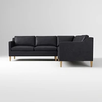 Hamilton 88" 3-Piece Sectional, Ludlow Leather, Gray Smoke, Almond