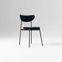 Mid Century Modern Petal Fully Uph. Dining Chair, Perf. Velvet, Ink Blue, Chmpgn Brnz