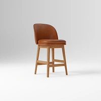 Wayne Counter Stool Armless, Saddle Leather, Nut, Cool Walnut