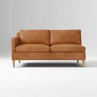 Hamilton 88" 3-Piece Sectional, Ludlow Leather, Gray Smoke, Almond