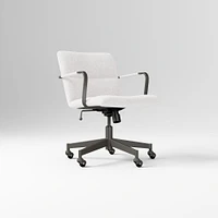 Cooper Mid-Century Office Chair, Yarn Dyed Linen Weave, Pewter, Cool Walnut and Dark Bronze