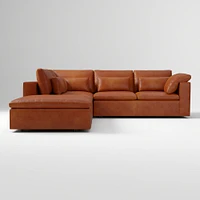 Harmony Modular 121" Left Multi Seat 4-Piece Sectional, Standard Depth, Saddle Leather, Nut