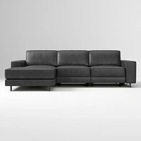 Axel Motion 108" Right 3-Piece Reclining Chaise Sectional, Saddle Leather, Nut, Dark Bronze