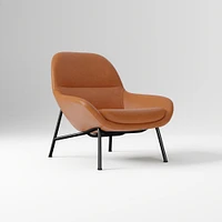 Fillmore Leather Mid Century Chair Poly Saddle Nut Matte Black