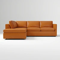 Harris 106" Left Multi Seat 2-Piece Bumper Chaise Sectional, Standard Depth, Saddle Leather, Nut