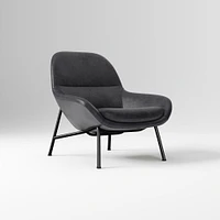 Fillmore Leather Mid Century Chair Poly Saddle Nut Matte Black