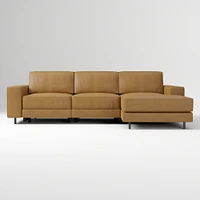 Axel Motion 108" Right 3-Piece Reclining Chaise Sectional, Saddle Leather, Nut, Dark Bronze