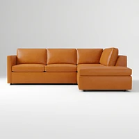 Harris 106" Left Multi Seat 2-Piece Bumper Chaise Sectional, Standard Depth, Saddle Leather, Nut