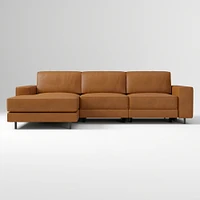 Axel Motion 108" Right 3-Piece Reclining Chaise Sectional, Saddle Leather, Nut, Dark Bronze