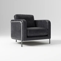 Nina Chair, Poly, Saddle Leather, Nut, Polished Stainless Steel
