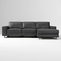 Axel Motion 108" Right 3-Piece Reclining Chaise Sectional, Saddle Leather, Nut, Dark Bronze