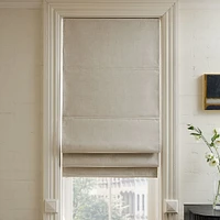 Crossweave Roman Shade With Blackout, Natural Canvas, 26x64