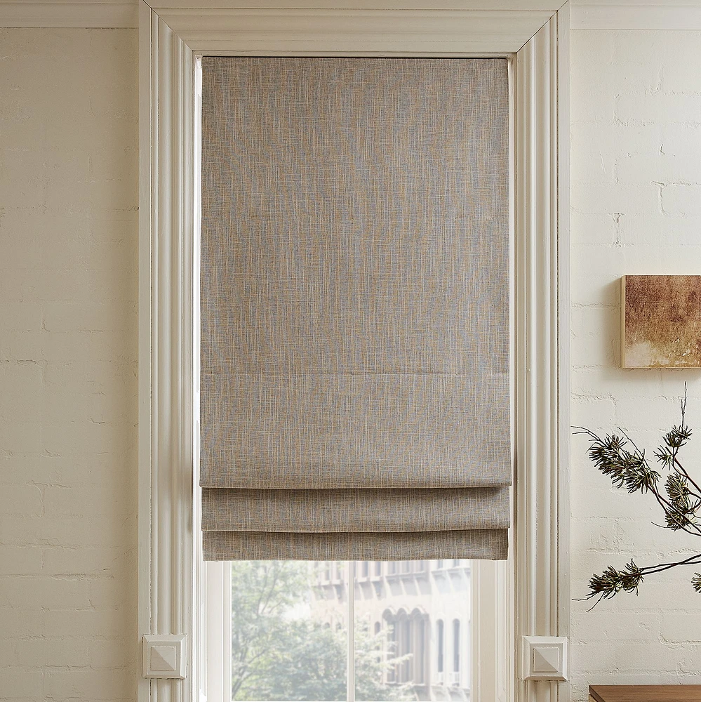 Crossweave Roman Shade With Blackout, Natural Canvas, 26x64