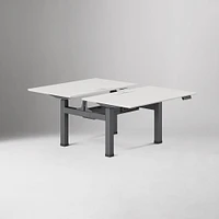 Double Standing Desk, Executive,Walnut Top, White Base