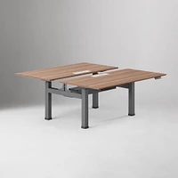 Double Standing Desk, Executive,Walnut Top, White Base