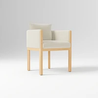 Tallulah Dining Chair W/ Arm, Yarn Dyed Linen Weave Alabaster, Blonde