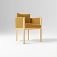 Tallulah Dining Chair W/ Arm, Yarn Dyed Linen Weave Alabaster, Blonde