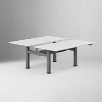 Double Standing Desk, Executive,Walnut Top, White Base