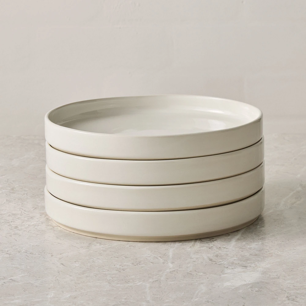 Straight-Sided Stoneware Salad Plate, White, Set of 4