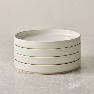 Straight-Sided Stoneware Salad Plate, White, Set of 4