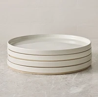Straight-Sided Stoneware Dinner Plate, White, Set of 4