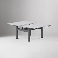 Double Standing Desk, Executive,Walnut Top, White Base