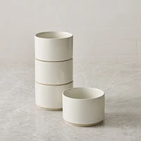 Straight Sided Stoneware Rice Bowl, White, Set of 4