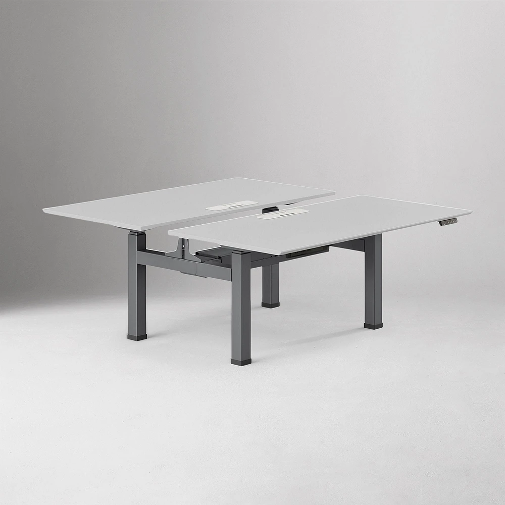 Double Standing Desk, Executive,Walnut Top, White Base