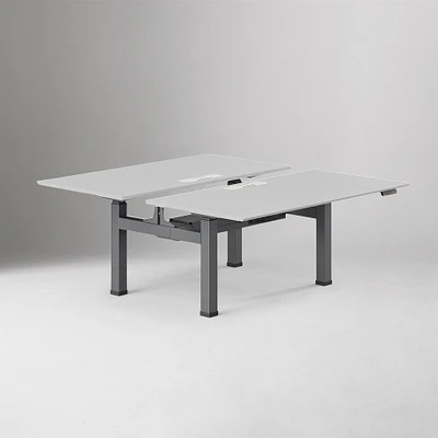 Double Standing Desk, Executive,Walnut Top, White Base