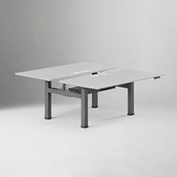 Double Standing Desk, Executive,Walnut Top, White Base