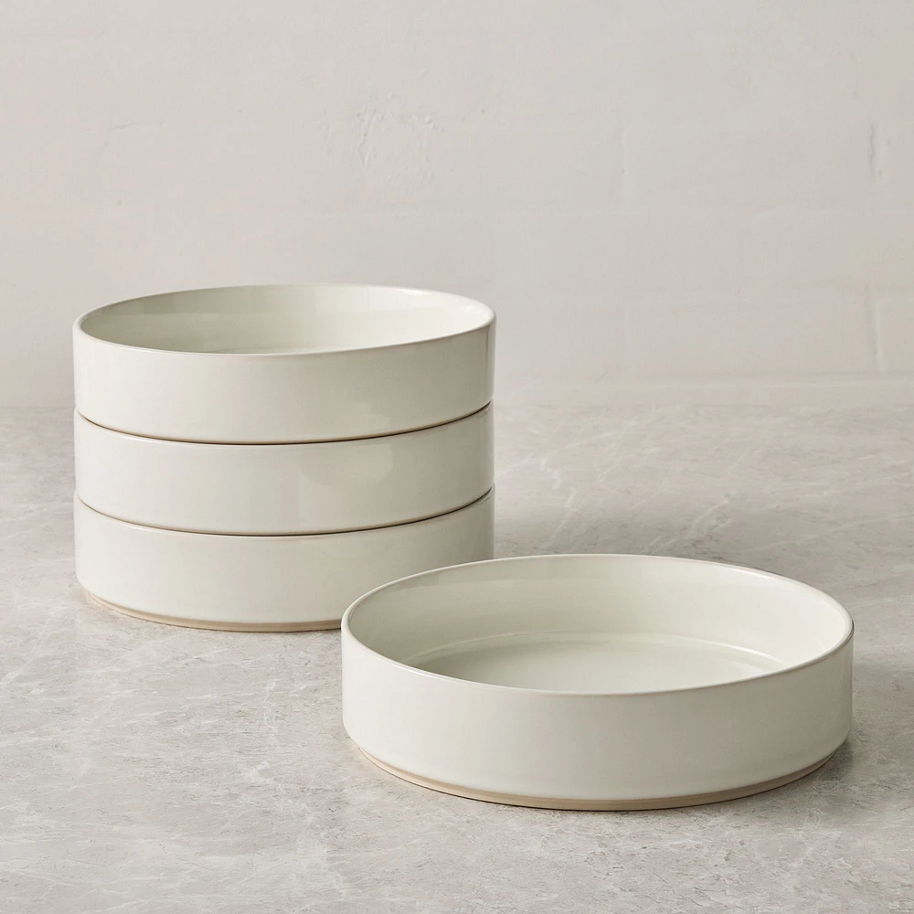 Straight-Sided Stoneware Pasta Bowl, White, Set of 4