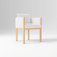 Tallulah Dining Chair W/ Arm, Yarn Dyed Linen Weave Alabaster, Blonde