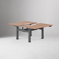 Double Standing Desk, Executive,Walnut Top, White Base