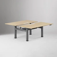 Double Standing Desk, Executive,Walnut Top, White Base