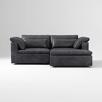 Harmony Modular 2-Piece Left Arm Chair Sectional, Saddle Leather Nut