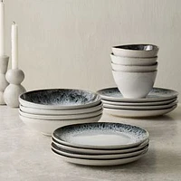 Reactive Glaze Dinnerware Dinnerware BOM  Black + White  Set of 16