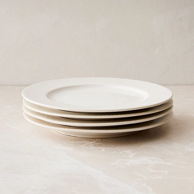 Textured Dinner Plate, Set of 4, White Dots