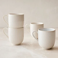 Textured Mug, Set of 4, White Lines