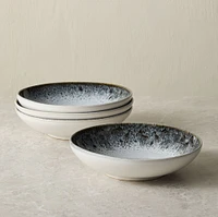 Reactive Glaze Large Pasta Bowl, Set of 4, Black + White