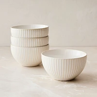Textured Bowl, Set of 4, White Dots