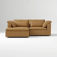 Harmony Modular 2-Piece Left Arm Chair Sectional, Saddle Leather Nut