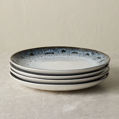 Reactive Glaze Dinner Plate, Black + White, Set of 4