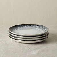 Reactive Glaze Salad Plate, Black + White, Set of 4