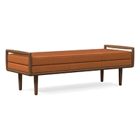 Nico Ottoman, Poly, Ludlow Leather, Gray Smoke, Walnut