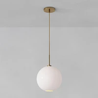 Sculptural Pendant Antique Brass Clear Glass Globe  6.5"