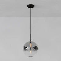 Sculptural Pendant Antique Brass Clear Glass Globe  6.5"