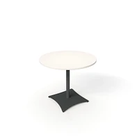 Simii Scene Table With Pilot Holes, Round, Frost, Gallery Teak, 30"Dx29"H