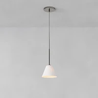 Sculptural Pendant Antique Brass Clear Glass Cone  (8")